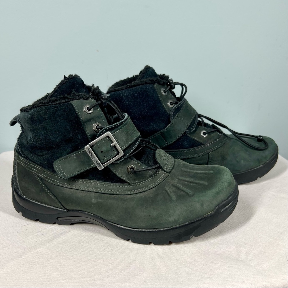 Timberland Mallard Bungee Buckle Boots Boys Size 6 Green Velcro Lace Snow 11525